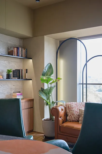 Private cabin desk with terrazzo tabletop