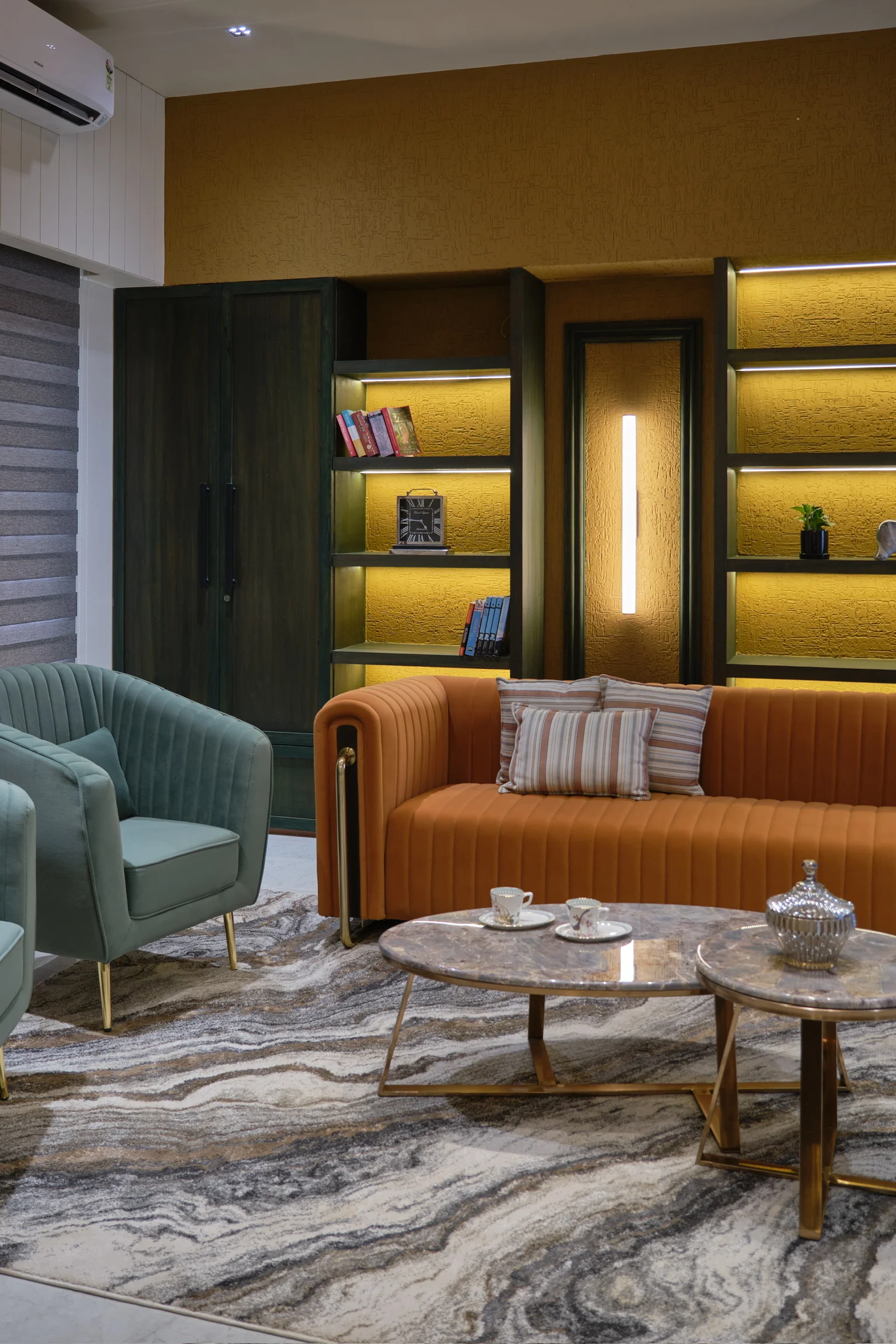 Spaces By AMK — luxury residential living room with warm tones and bespoke furniture