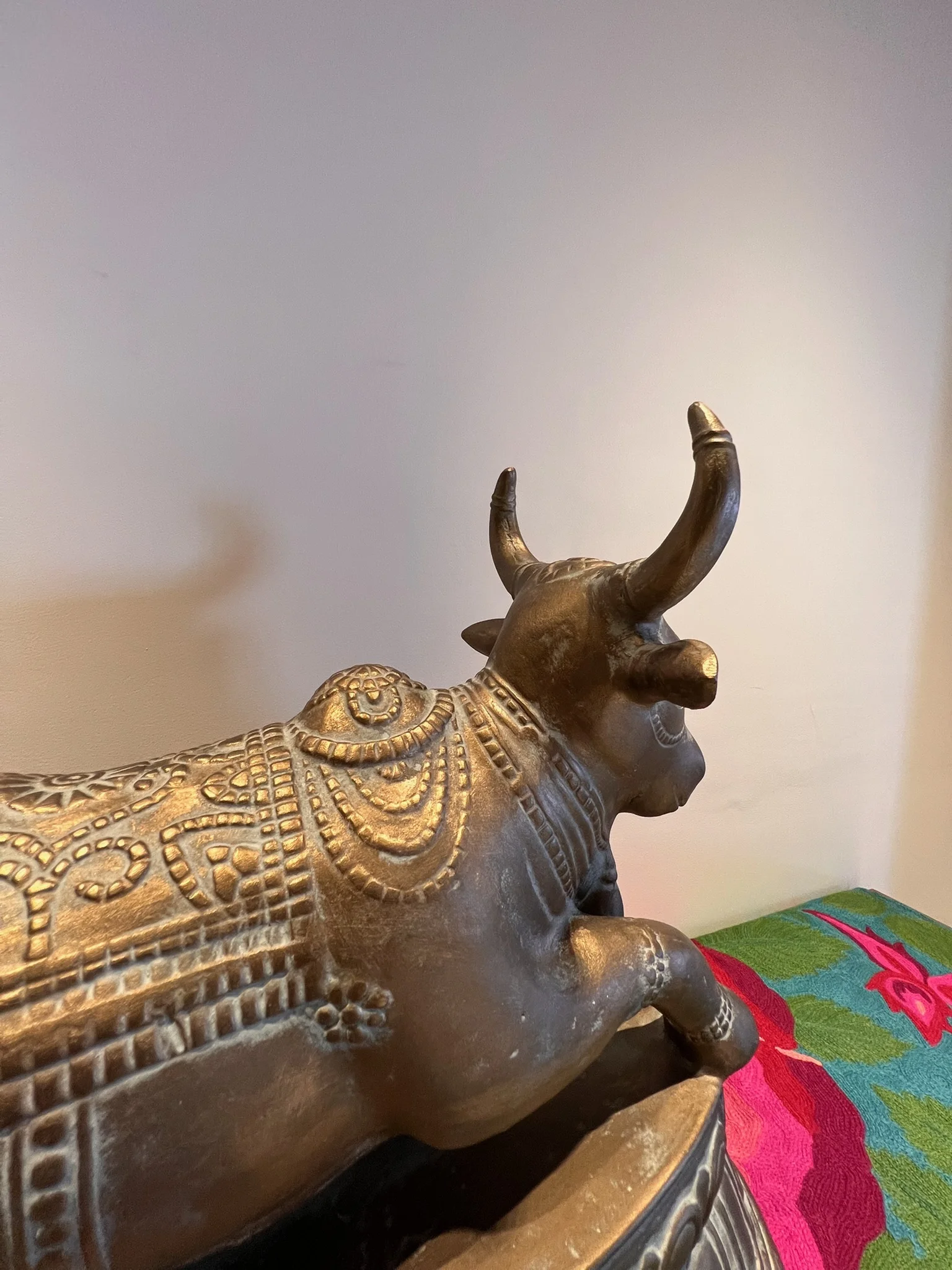 Brass Nandi bull statue closeup