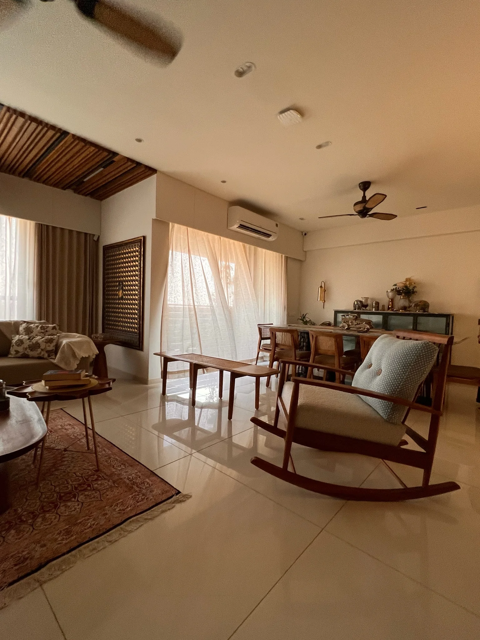 Living and dining room wide view